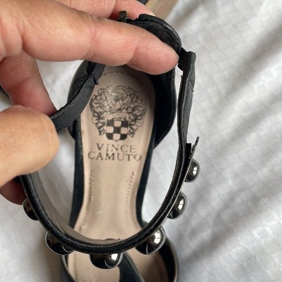 VINCE Camuto Black Leather Embellished Heels - Picture 8 of 9